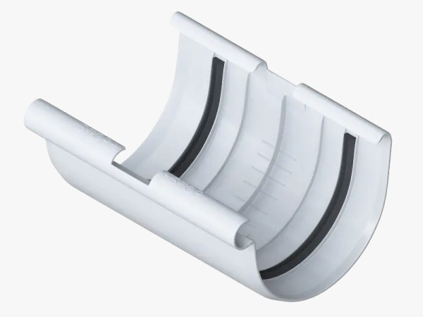 Водосток Альта-Профиль ПВХ – Соединитель желоба (белый) купить в Бийске