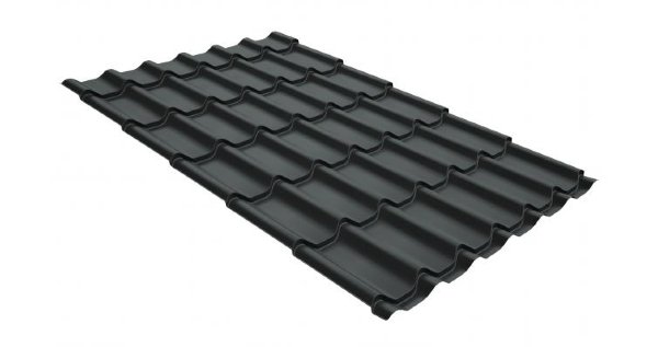 Металлочерепица классик GL 0,5 GreenCoat Pural RR 23 темно-серый (RAL 7024 мокрый асфальт) купить в Бийске