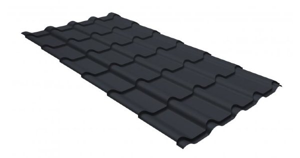 Металлочерепица камея GL 0,5 GreenCoat Pural RR 23 темно-серый (RAL 7024 мокрый асфальт) купить в Бийске