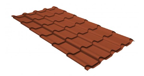 Металлочерепица камея GL 0,5 GreenCoat Pural RR 750 кирпично-красный (RAL 8004 терракота) купить в Бийске