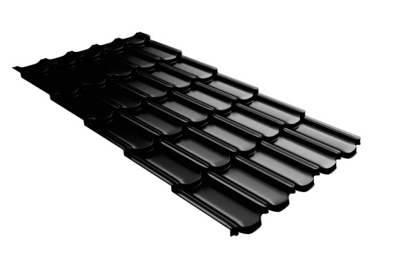 Металлочерепица квинта плюс с 3D резом 0,5 GreenСoat Pural Matt RR 33 черный (RAL 9005 черный) купить в Бийске