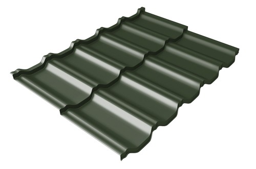 Металлочерепица модульная Квинта Uno Grand Line c 3D резом 0,5 GreenСoat Pural Matt RR 11 темно-зеленый (RAL 6020 хромовая зелень) купить в Бийске