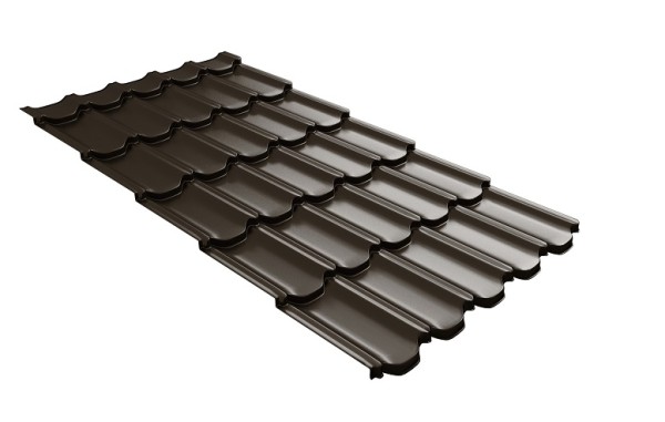 Металлочерепица квинта плюс с 3D резом 0,5 GreenСoat Pural RR 32 темно-коричневый (RAL 8019 серо-коричневый) купить в Бийске