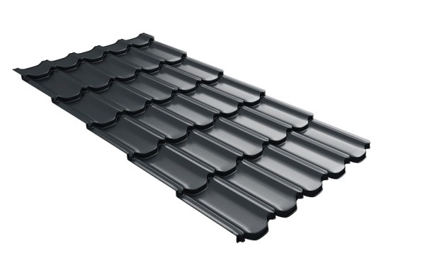 Металлочерепица квинта плюс с 3D резом 0,5 Satin RAL 7016 антрацитово-серый купить в Бийске