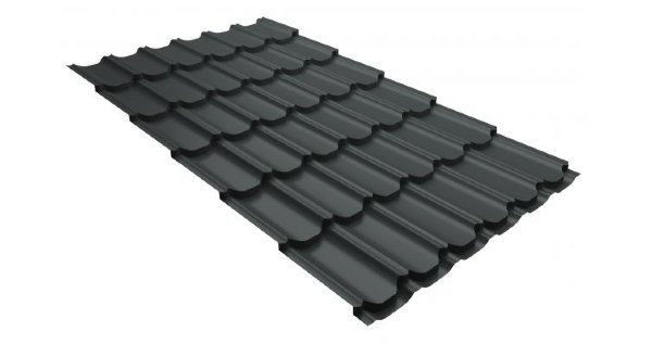 Металлочерепица квинта плюс 0,5 GreenCoat Pural RR 23 темно-серый (RAL 7024 мокрый асфальт) купить в Бийске